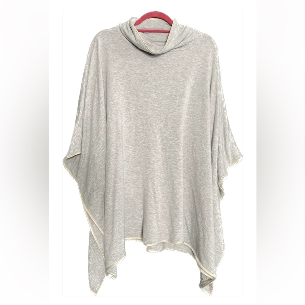 Lou & Grey Poncho Sweater Top Signaturesoft Cozy Tipped Oversized Rayon blend